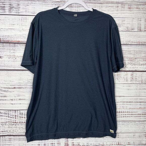 Vuori Strato Tech Shirt Mens XL Navy Blue Heather Performance Crewneck Athletic - Picture 1 of 8